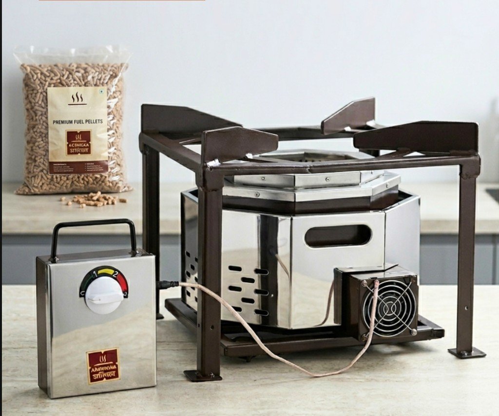 Tadka Chulha with premium biomass fuel pellets